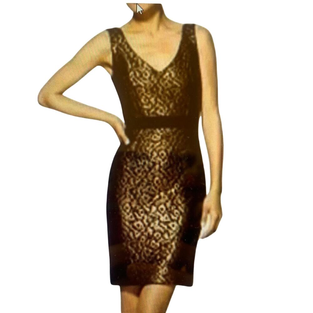 Trina Turk Leopard Fitted‎ Dress Brocade Bronze textured dress . sz 6  NWOT
